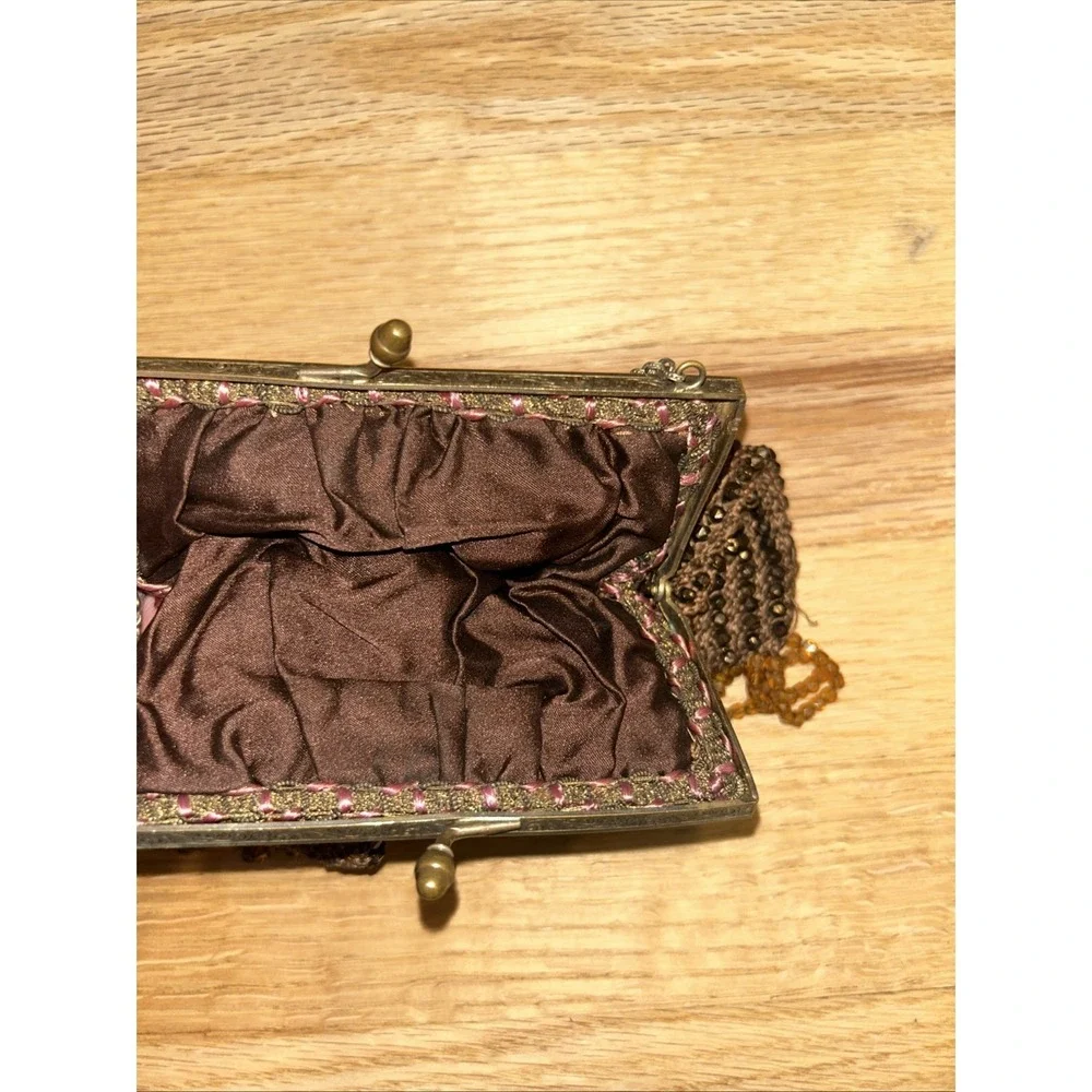 Antique Beaded Lined Purse 1920s RARE Ornate Clasp